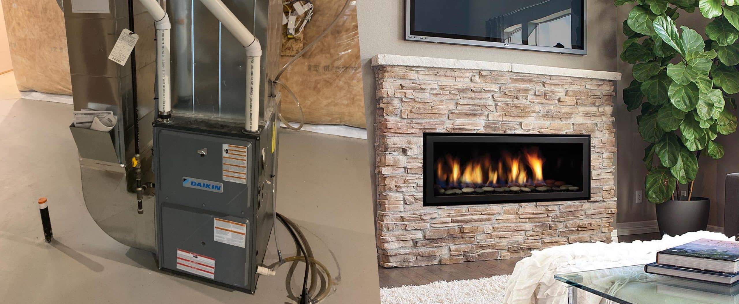 fireplace and central heating