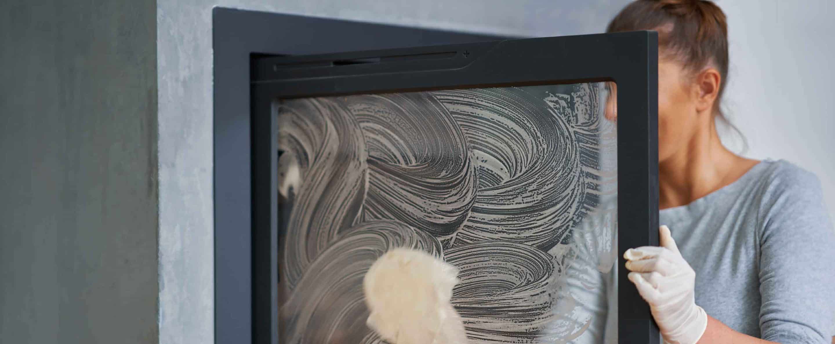clean fireplace glass